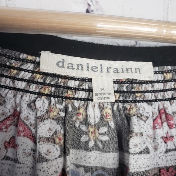 Daniel Rainn Boho Bohemian Flowy Tunic Top Geometric Hippie 70s Long Sleeve - Picture 4 of 10